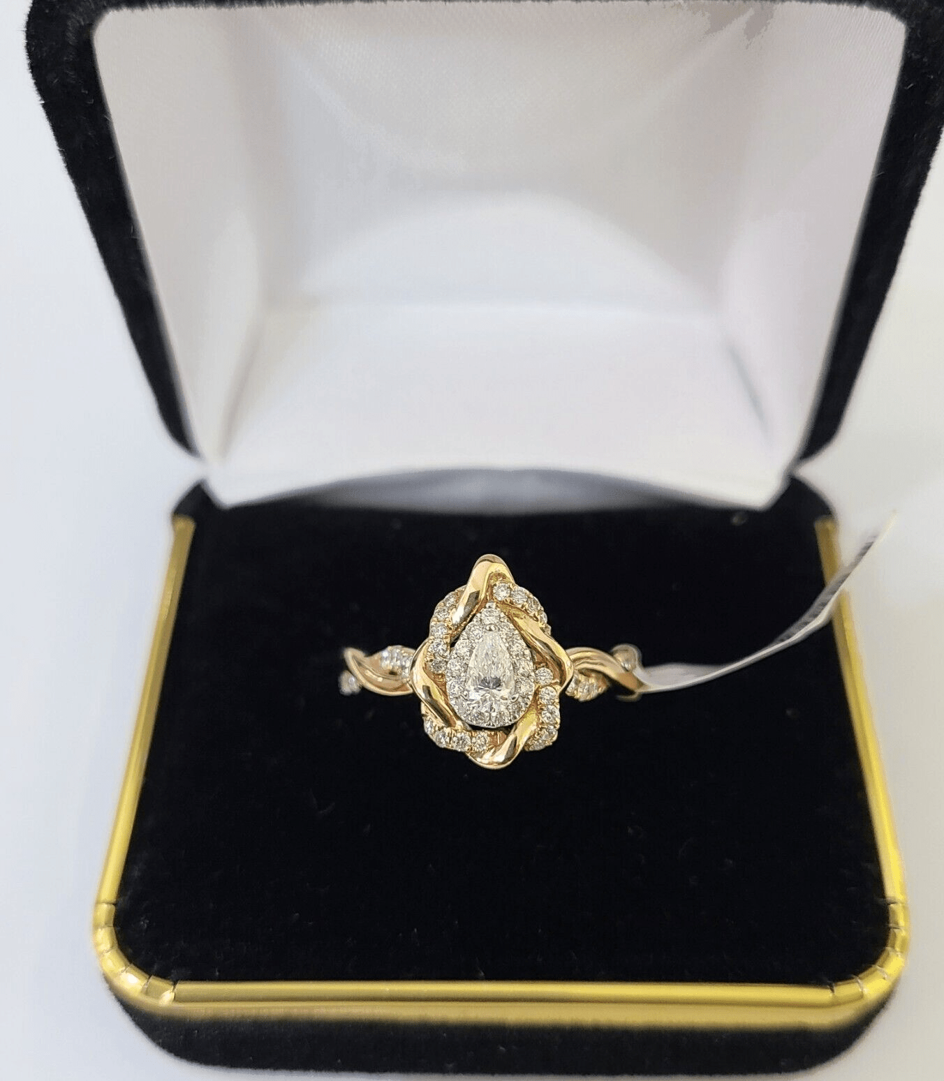 REAL 14k Rose Gold Diamond Ladies Ring Drop Shaped Women Engagement Wedding - GoldenlinQ